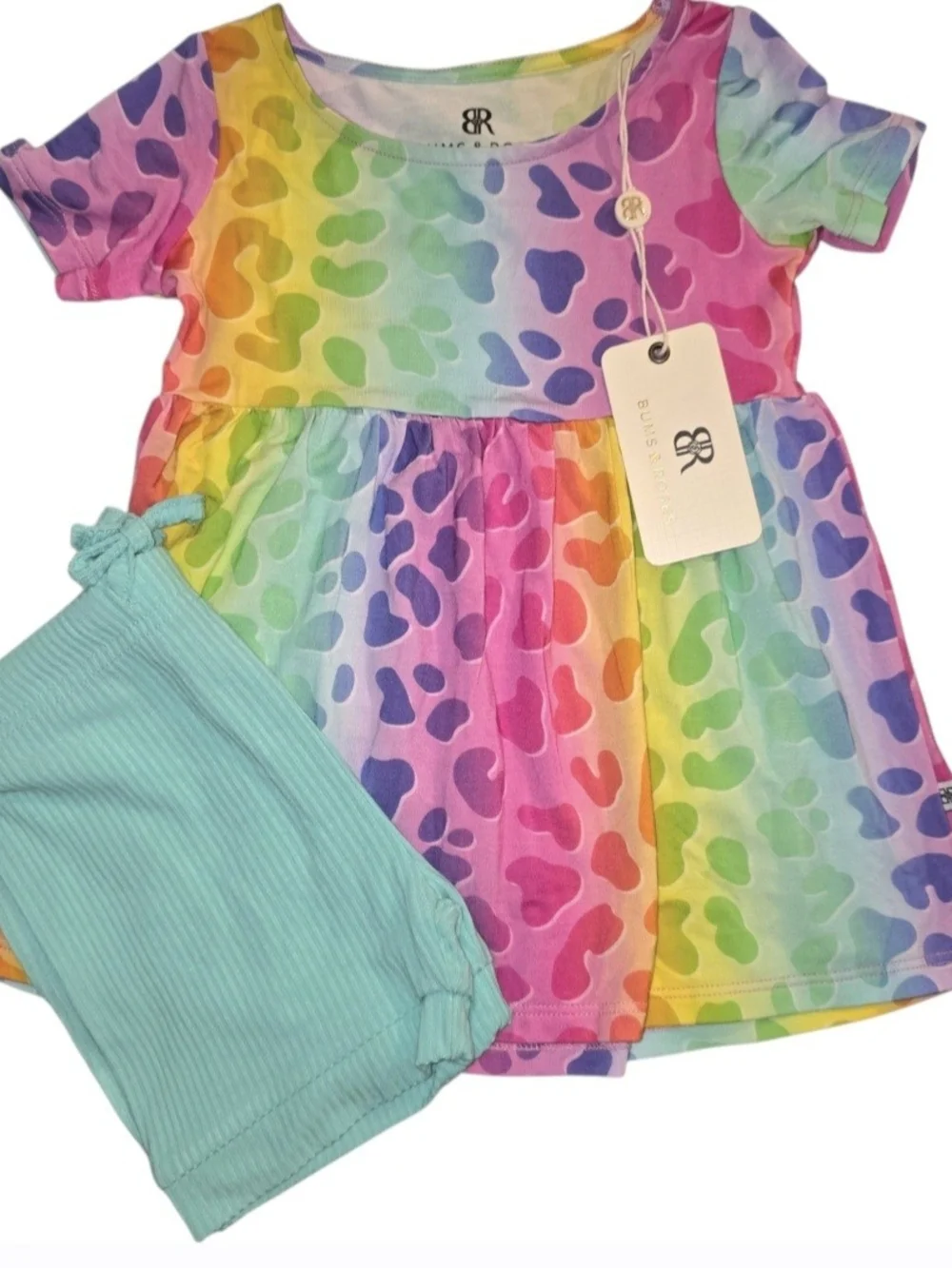 Bums & Roses Wild Child Peplum Top & Shorts 3T NWT